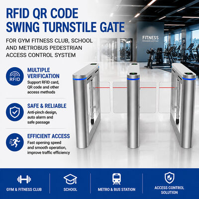 RFID QR 코드 스윙 회전식 개찰구 플랩 배리어 (체육관, 피트니스 클럽, 학교 및 메트로버스 보행자 출입 통제 시스템용)